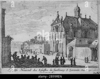 ÉGLISE NOVICIALE JÉSUITE FAUBOURG SAINT-GERMAIN Israël Silvestre (1621-1691) et Israël Henriet (1590-1661). 'L'église romanciale des jésuites du faubourg Saint-Germain'. Eau-forte, 1650-1660. Paris, musée Carnavalet. Banque D'Images