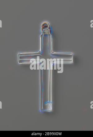Suspension en verre ou cristal de roche en forme de croix latine, suspension en verre ou cristal de roche, en forme de croix latine, avec côtés à facettes. Avec deux yeux argentés., anonyme, pays-Bas (éventuellement), c. 1890, geheel, oogjes, meulage, h 4.5 cm × l 3.0 cm, repensé par Gibon, conception de chaleureux gai lumineux et lumineux rayonnant. L'art classique réinventé avec une touche moderne. Photographie inspirée par le futurisme, embrassant l'énergie dynamique de la technologie moderne, le mouvement, la vitesse et révolutionnez la culture. Banque D'Images
