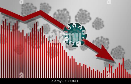 Les marchés boursiers plongent dans la peur du virus COVID-19, le rendu tridimensionnel Banque D'Images