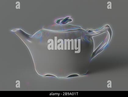 Théière avec couvercle, appartenant à un service avec les libellules, les papillons et autres insectes, appartenant à un service de porcelaine, composé de parties d'un service café et thé. Plateau, cafetière, théière, sucrier, pot à lait, deux tasses et soucoupes. La lame est de forme ovale et a deux poignées en plastique comme les libellules. La cafetière a une libellule en tant qu'oreille et sur le couvercle une abeille comme un bourgeon. La théière a une oreille sur lequel un insecte et sur le couvercle d'une sauterelle verte comme un bourgeon. La boîte de sucre en forme de cuvette et pot à lait ont deux libellules et un papillon respectivement. Les chefs ont également un comme un papillon Banque D'Images