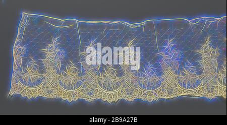 Robe de chambre de l'application de pulvérisations et côté fleur serviette, robe de travail de Bruxelles côté application : la dentelle dentelle avec aiguille de suture appliqued sur la masse de la machine. Le motif récurrent est composé de sprays de fleurs et une serviette. Sol jonché de pâtes. Les motifs sont pris dans le filet et lin avec bords ajourés et à contour threads. Le bord du pétoncle le long de la face inférieure de la bande vient de la structure et est fini avec picots. Le côté supérieur est terminé avec une sangle. clonés séparément Une note va avec la bande avec le texte : 'Coba de sa mère. Le donner à Anne Banque D'Images