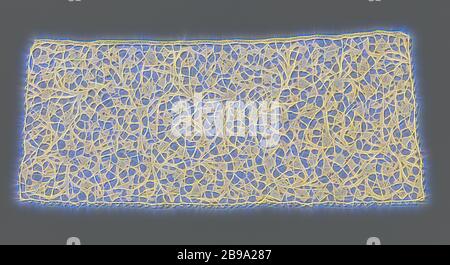 Dispositif de glisser de l'aiguille avec dentelle motif symétrique de nombreuses vrilles avec de petites feuilles et fleurs, de glisser de l'aiguille de couleur naturelle : dentelle dentelle de Venise plat. Motif symétrique apparemment embrouillé mais avec un axe vertical au milieu de laquelle de nombreuses vignes de curling et laisse passer. Les motifs sont réalisés avec guirlande de suture, avec les découpes de motifs simples de différentes fleurs et feuilles. Les motifs sont reliés entre eux par une masse de fer barbelé. Haut de la séquence est terminée avec une sangle. caillée Le bas et deux petits côtés sont finis avec un arc edge., anonyme, Venise, c. 1675 - c. Banque D'Images