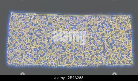 Slip en dentelle aiguille de cravate avec motif symétrique de nombreuses vrilles avec de petites feuilles et fleurs, les glisser de l'aiguille de couleur naturel : dentelle dentelle de Venise plat. Motif symétrique apparemment embrouillé mais avec un axe vertical au milieu de laquelle de nombreuses vignes de curling et laisse passer. Les motifs sont réalisés avec guirlande de suture, avec les découpes de motifs simples de différentes fleurs et feuilles. Les motifs sont reliés entre eux par une masse de fer barbelé. Haut de la séquence est terminée avec une sangle. caillée Le bas et deux petits côtés sont finis avec un arc edge., anonyme, Venise, c. 1675 - c. Banque D'Images