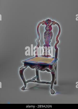 Président de ferbois et recouverte de rotin fauteuil (série de 4 chaises), Président du bois de fer recouverte de rotin avec siège. Les jambes légèrement recourbées en forme de S et les pattes de devant en diagonale, se terminant en griffes de lion et décorées avec des motifs du shell en haut. La croix a côté festonné sports et une croix dessus de sport. Les postérieurs sont connectés sous le siège par un deuxième cross sport. Le bord inférieur de l'coin lignes à l'avant et les côtés est composé de deux volutes d'un interpréteur de motif dans le milieu. Dossier haut a embelli struts et un large ensemble de balustres centre en forme de feuille qui est couronné par un shell sur whic Banque D'Images