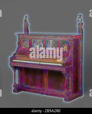 Cabinet de la musique et le piano avec une relique ou St Cecilia cabinet de musique et le piano avec une relique ou St Cecilia Piano dont le cabinet est partiellement peint en chêne et pin avec des couleurs et de l'or sur le devant un verre placé arrière relique, Piano, dont le chêne et pin cabinet est partiellement peint en couleurs et l'or. Les piliers portant le clavier reste couché sur les lions qui sort du placard, et les deux poteaux d'angle élevée sont couronnés par les chiffres d'un joueur de flûte et un lecteur citoyen, avec les visages de Cuypers et son épouse Antoinette. Des deux côtés de la relique de Saint Cecilia placé derrière le verre, peint sc Banque D'Images