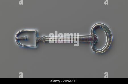 Clé coulissante, clé coulissante avec œillet en forme de haricot. L'arbre rajeunissant vers le bas présente une petite renflement au fond. Barbe, blason, c. 1600 - c. 1699, fer (métal), l 10.4 cm × l 3.2 cm, repensé par Gibon, design de chaleureux gai lumineux et lumineux rayonnant. L'art classique réinventé avec une touche moderne. Photographie inspirée par le futurisme, embrassant l'énergie dynamique de la technologie moderne, le mouvement, la vitesse et révolutionnez la culture. Banque D'Images