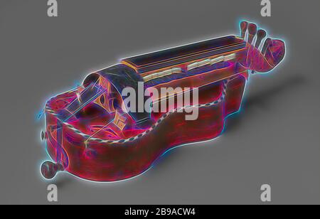 Hurdy-gurdy, pivotant avec six cordes, dix ivoire et treize touches ébène. Deux parties séparées dans un sac séparé., anonyme, c. 1750 - c. 1800, bois (matériel végétal), ébène (bois), ivoire, h 70.0 cm × l 25.0 cm × d 19.0 cm, repensé par Gibon, conception de lumière chaude et gaie rayonnant de lumière radiance. L'art classique réinventé avec une touche moderne. Photographie inspirée par le futurisme, embrassant l'énergie dynamique de la technologie moderne, le mouvement, la vitesse et révolutionnez la culture. Banque D'Images