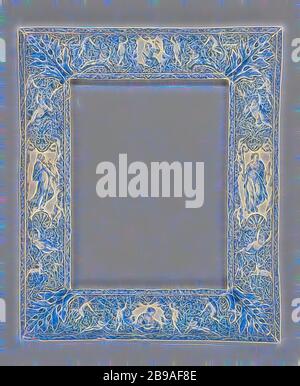 Cadre miroir, peint avec quatre figures féminines allégoriques, cadre miroir de Temperconence, peint en bleu avec quatre figures féminines allégoriques, prudence, 'Prudentia', 'Prudenza' (Ripa), une des quatre vertus cardinales, Justice, 'Justitia', 'Giustitia divina' (a), Charité, 'Caritas', 'Caranza', 'Ripa', 'Tha', 'Tha', 'Ripa', 'Tha', 'Ripa', 'Tha', 'I', 'Ripa', 'Ripa' De Witte Starre (attribué à), Delft, 1736, h 65 cm × l 54 cm, repensé par Gibon, conception de chaleureux gai lumineux et lumineux rayonnant. L'art classique réinventé avec une touche moderne. Photographie i Banque D'Images