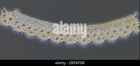 Bande de dentelle avec trois feuilles de trèfle, Bande de dentelle de couleur naturelle, Buckingham Palace. Le motif récurrent est composé d'une rangée de trois liens de trèfle, qui pendent vers le bas sur la tige. Les trèfles ci-dessus il y a un très étroit sentier fait avec des mailles d'une terre, un sol de la pelouse. Ci-dessous que la bande se compose d'un motif décoratif, une rose où les trèfles sont faits avec d'épais et brillant fils de contour. Une bande très étroite est déjà ondulé, avec une coque semi-circulaire sous chaque trèfle, fini avec picots. Haut de la séquence est terminée tout droit., anonyme, Buckingham, ch. 1800 Banque D'Images