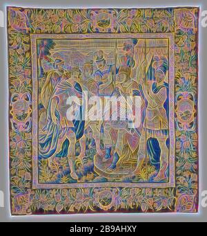 Alexandre accueille un roi, l'histoire d'Alexandre le Grand (titre de la série), Tapisserie avec le roi Porus (?) Visite d'Alexandre d'une série avec l'histoire d'Alexandre le Grand ., anonyme, pays-Bas du Sud, c. 1525 - c. 1650, ketting, inslag, tapisserie, h 328.0 cm × l 307.0 cm, repensé par Gibon, conception de chaleureux gai lumineux et lumineux rayonnant. L'art classique réinventé avec une touche moderne. Photographie inspirée par le futurisme, embrassant l'énergie dynamique de la technologie moderne, le mouvement, la vitesse et révolutionnez la culture. Banque D'Images