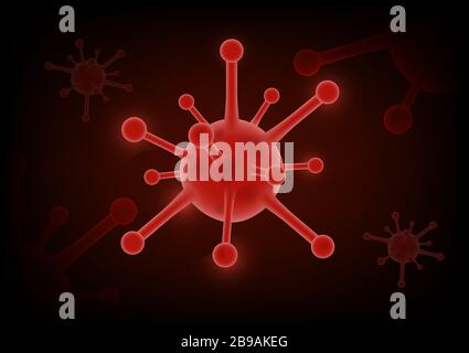 Coronavirus COVID-2019 sur fond rouge futuriste, vecteur de stock Illustration de Vecteur