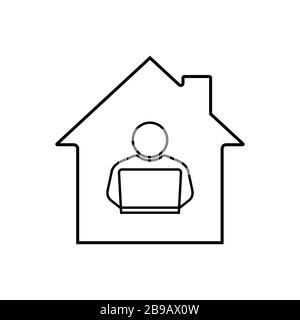 Icône travail à distance en ligne. Travailler à domicile. Illustration de Vecteur