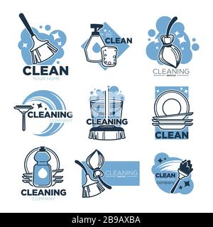 Nettoyage des icônes isolées pour l'entretien, nettoyage des outils pour l'entretien Illustration de Vecteur