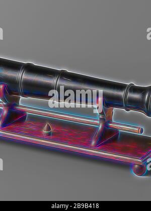Modèle d'un 24-Pounder Breech-Loading Gun, modèle d'un pistolet à chargement arrière sur un socle, avec bâton, chargement incomplet. Le canon, 47,5 cm de long, a une envergure d'environ 25 mm. L'âme a une robe de plomb qui est fortement corrodé. La culasse peut être ouvert par un embout fileté conique qui se transforme en l'âme et qu'il soit utilisé avec un levier à l'arrière. Les points de chargement stick à l'utilisation de grenades, mais tout point de rainures dans l'âme ne peut plus être observés en raison de la corrosion. Certaines parties du mécanisme de fermeture sont manquants. L'échelle 1 : 6 (selon Obreen)., Petrus van der Loo, La Haye (peut-être), Banque D'Images
