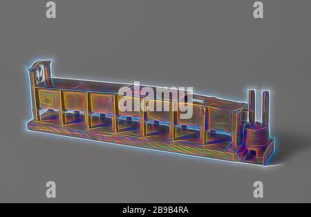 Modèle d'un four à bois, modèle d'une cuisinière à bois ou double-fond plat boîte de vapeur pour le cintrage d'affichage, sur un terrain d'administration. C'est une longues fort avec deux niveaux. L'un des grands côtés, dans lequel les petites portes ont été équipés, est convexe. Étagères en fer sont appliqués à l'étage des directions de la compartiments inférieur et supérieur. La poitrine a une porte coulissante sur un côté court avec un palan pour le compartiment supérieur, la porte de compartiment inférieur est manquant. De l'autre côté est une chaudière avec des tuyaux pour les deux compartiments, en vertu de la chaudière, au-dessous du niveau du sol, est une porte du four., anonyme, Amsterdam, c. - 1798 Banque D'Images
