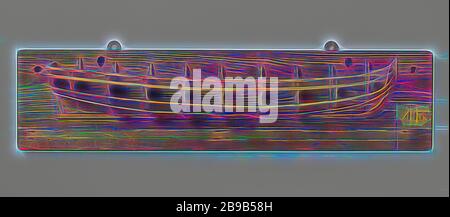 Demi-modèle de lancement, modèle de moule (tribord) d'une boucle. Miroir plat. La pure course jusqu'aux deux extrémités. Épeed trusses., anonyme, Pays-Bas, c. 1780 - c. 1820, bois (matériel végétal), h 16,7 cm × W 63,5 cm × d 10 cm, repensé par Gibon, design de brillant chaleureux et gai de luminosité et de rayons de lumière radiance. L'art classique réinventé avec une touche moderne. La photographie inspirée du futurisme, qui embrasse l'énergie dynamique de la technologie moderne, du mouvement, de la vitesse et révolutionne la culture. Banque D'Images