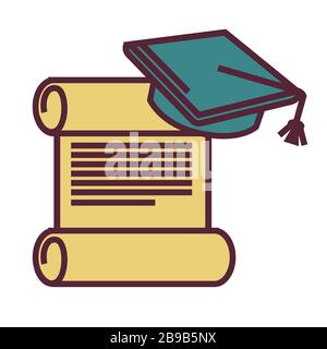 Éducation et connaissances, diplôme et chapeau académique, icône isolée Illustration de Vecteur