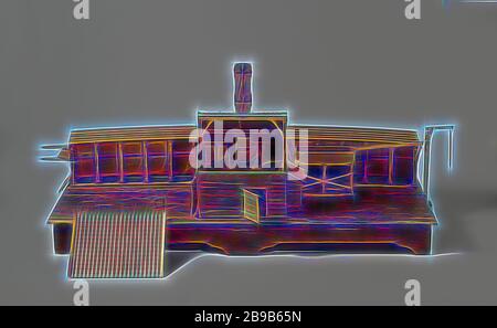 Modèle d'un four avec une chaufferie, modèle d'un four avec chaufferie, modèle polychromé d'un poêle à bois ou à vapeur case sur un plancher. L'eau est pompée dans un réservoir à partir d'une pompe, d'où il est nourri à la chaufferie. Dans la chambre, deux chaudières avec des fours en dessous ont été construites dans une structure modulaire avec une double cheminée. Il y a quelques rares meubles, un lit avec matelas pour fort le chauffeur et un escalier qui mène à un grenier. Les chaudières à vapeur d'alimentation de la machine à vapeur fort avec deux chambres l'une au-dessus de l'autre : une seule chaudière alimente les deux chambres, l'autre que la chambre basse. T Banque D'Images