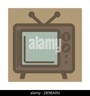Téléviseur avec antenne, appareil rétro, icône isolée Illustration de Vecteur