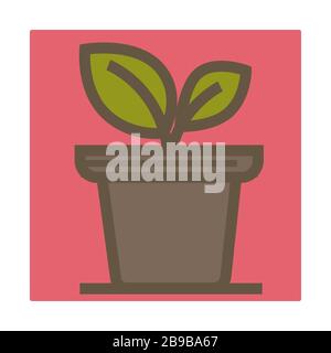 Plante de maison dans une icône isolée de pot, fleur intérieure Illustration de Vecteur