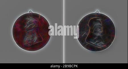 Portrait du comte de Gneisenau, Médaille de fer. Front: Buste de l'homme. Reverse: Name, Berlin, August Wilhelm Antonius Neidhardt Graf von Gneisenau, Leonhard Posch, 1825, fer (métal), fondateur, repensé par Gibon, design de gai gai chaleureux de luminosité et de rayons de lumière radiance. L'art classique réinventé avec une touche moderne. La photographie inspirée du futurisme, qui embrasse l'énergie dynamique de la technologie moderne, du mouvement, de la vitesse et révolutionne la culture. Banque D'Images
