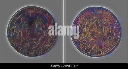 Fermeture de la trêve de Douze Ans entre la République et l'Espagne, jeton calcul facturé par ordonnance du tribunal de la Zélande, médaille d'argent. Avers : éclairé par la lumière céleste contenant le nom de Jéhovah en hébreu, deux hommes, représentant Maurits et Spinola, qui ont déposé leurs casques, se serrer la main, à l'arrière-plan les deux armées au sein d'un emballage. Inverse : couronné armoiries sur cartouche à l'intérieur de deux lignes, Zélande, Maurits (Prince d'Orange), Ambrogio Spinola (Marquis de los Balbases), Cour des comptes de la Zélande, anonyme, Middelburg, 1609, de l'argent (métal), substitution (travail des métaux Banque D'Images