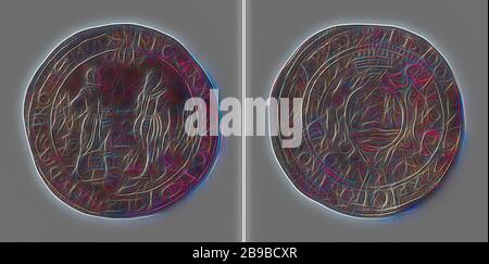 Fermeture de la trêve de Douze Ans entre la République et l'Espagne, jeton calcul facturé par ordre de la Zélande audit office, jeton en cuivre. Avers : éclairé par la lumière céleste contenant le nom de Jéhovah en hébreu, deux hommes, représentant Maurits et Spinola, qui ont déposé leurs casques, se serrer la main, à l'arrière-plan les deux armées au sein d'un emballage. Inverse : couronné armoiries sur cartouche à l'intérieur de deux lignes, Zélande, Maurits (Prince d'Orange), Ambrogio Spinola (Marquis de los Balbases), Cour des comptes de la Zélande, anonyme, Middelburg, 1609, cuivre (métal), frappant (metalworki Banque D'Images