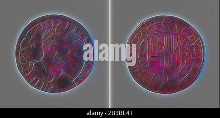 Philip II, roi d'Espagne, calcul de la médaille du Conseil des finances, médaille d'argent Front: Buste de l'homme à l'intérieur. Inverse : manteau couronné d'armes, suspendu à l'ordre du Golden Fleece dans le wrap, Philip II (roi d'Espagne), Conseil des finances, anonyme, 1556, argent (métal), frappant (métallurgie), d 2,9 cm × W 4,83 gr, repensé par Gibon, design de glanissement chaleureux et gai de lumière radiance. L'art classique réinventé avec une touche moderne. La photographie inspirée du futurisme, qui embrasse l'énergie dynamique de la technologie moderne, du mouvement, de la vitesse et révolutionne la culture. Banque D'Images