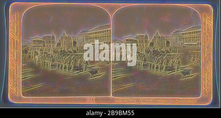 L'occupation de Pretoria le 5 juin - les troupes passant devant Lord Roberts, S.A., Underwood et Underwood, 1901, repensé par Gibon, la conception de gaie chaud et gai lumineux rayonnant. L'art classique réinventé avec une touche moderne. La photographie inspirée du futurisme, qui embrasse l'énergie dynamique de la technologie moderne, du mouvement, de la vitesse et révolutionne la culture. Banque D'Images