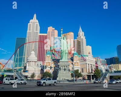 Las Vegas, 17 MARS 2020 - vue du matin sur le New York New York Hotel & Casino Banque D'Images