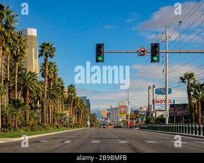 Las Vegas, 17 MARS 2020 - vue du matin sur le Strip Banque D'Images