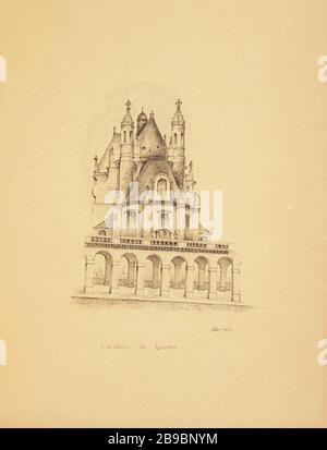 [Vieux Paris] l'Oratoire du Louvre, 1901 Henri Chapelle (1850-1925), dessinateur français. Le Vieux Paris. L'Oratoire du Louvre. Panache, encre de chine. Paris (Ier arr.), 1901. Paris, musée Carnavalet. Banque D'Images