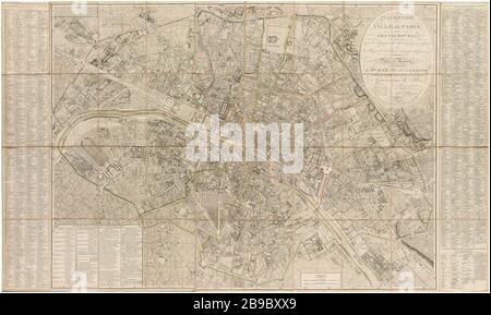 Plan de la ville de Paris et de ses banlieues Plan routier de la ville de Paris et de ses faubourgs, 1809. Paris, musée Carnavalet. Banque D'Images