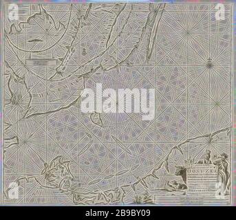 Carte de passeport d'une partie sud de la mer Baltique, Jan Luyken, 1681 - 1799, repensée par Gibon, design de gai gai chaleureux de luminosité et de rayons de lumière radiance. L'art classique réinventé avec une touche moderne. La photographie inspirée du futurisme, qui embrasse l'énergie dynamique de la technologie moderne, du mouvement, de la vitesse et révolutionne la culture. Banque D'Images