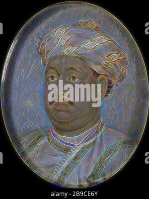 Portrait d'un prince indien, Portrait d'un prince indien. Buste à gauche, avec turban., anonyme, France, 1700 - 1799, ivoire, métal, verre, h 7.5 cm × W 6.2 cm h 8.5 cm × W 6.6 cm × d 0.7 cm, repensé par Gibon, design de glanissement chaleureux et gai de luminosité et de rayons de lumière radiance. L'art classique réinventé avec une touche moderne. La photographie inspirée du futurisme, qui embrasse l'énergie dynamique de la technologie moderne, du mouvement, de la vitesse et révolutionne la culture. Banque D'Images