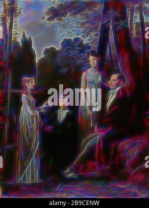 Portrait de Rutger Jan Schimmelpenninck et son Portrait de famille de Rutger Jan Schimmelpenninck et sa famille, portrait de famille de Rutger Jan Schimmelpenninck (1761-1825), envoyé spécial de la République batave à Paris (1798-1802, 1803-05), avec son épouse Catharina Nahuys (1770-1844) et ses enfants Catharina (1790-1842) et Gerrit (1794-1863) dans un parc ou jardin. Le père est assis sur la droite avec un livre sur ses genoux sous un arbre, sa femme est debout à côté de lui avec les deux enfants sur la gauche. Le garçon a une chèvre avec lui, la fille d'une couronne de fleurs, groupe familial, en particulier les parents avec leurs c Banque D'Images