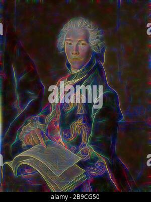 Portrait d'Arnoldus van Rijneveld Portrait d'Arnoldus van Rijneveld, Portrait d'Arnoldus van Rijneveld (1715-98), bijoutier, frère d'Isaac van Rijneveld. Debout, demi-longueur, avec un livre de musique à portée de main. Arnoldus van Rijneveld, Louis Tocqué (mentionné au sujet de l'objet), c. 1738, toile, peinture à l'huile (peinture), h 91,5 cm × W 72 cm, repensée par Gibon, design de gaie chaleureuse de luminosité et de rayons de lumière radiance. L'art classique réinventé avec une touche moderne. La photographie inspirée du futurisme, qui embrasse l'énergie dynamique de la technologie moderne, du mouvement, de la vitesse et révolutionne la culture. Banque D'Images