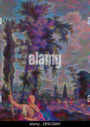 Paysage italien avec Berger et Bergère Décoration d'une chambre à la maison de Jacob de Flines à Amsterdam (titre de la série), Paysage italien avec au premier plan un couple de berger d'amour et de grands arbres. Sur le droit à l'arrière-plan s'ébattent plus de bergers et de troupeaux à un obélisque. Partie d'une série de quatre peintures pour la maison de Jacob de Flines sur l'Herengracht à Amsterdam., scènes pastorales, Arcadian, élevage, éleveur, herdswoman, berger, bergère, Bouvier, etc., Jacob de Flines, Gerard De Lairesse, ch. 1687, la toile, la peinture à l'huile (peinture), h 280 cm × w 212 cm d 7,3 cm w Banque D'Images