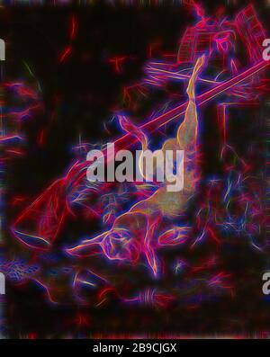 Un sac de chasseur, avec lièvre mort, chasse aux espions avec lièvre mort. Toujours la vie avec un lièvre mort, quelques oiseaux, une corne de chasse, une carabine, un filet d'oiseau et des piquets., Melchior d'Hondécoeter, 1660 - 1695, toile, peinture à l'huile (peinture), h 110 cm × W 88 cm, imaginé par Gibon, design de glanissement chaleureux et rayons lumineux radiance. L'art classique réinventé avec une touche moderne. La photographie inspirée du futurisme, qui embrasse l'énergie dynamique de la technologie moderne, du mouvement, de la vitesse et révolutionne la culture. Banque D'Images