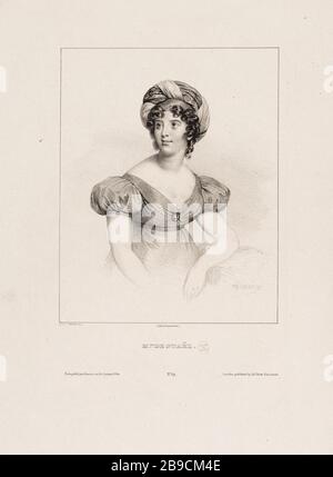 Portrait de Madame de Stael (1766-1817) Achille Devéria (1800-1857), Rose Joseph Lemercier (1803-1887). Portrait de Madame de Staël (1766-1817). Lithographie sur papier. Paris, musée Carnavalet. Banque D'Images