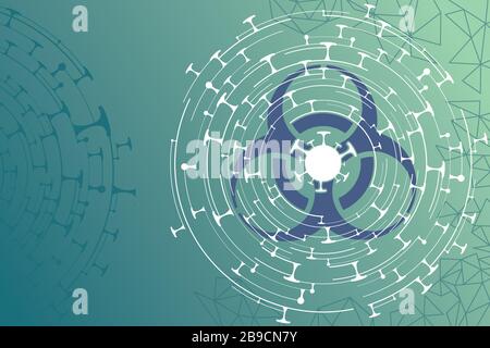 Panneau de danger biologique du virus Corona sur fond vert Illustration de Vecteur