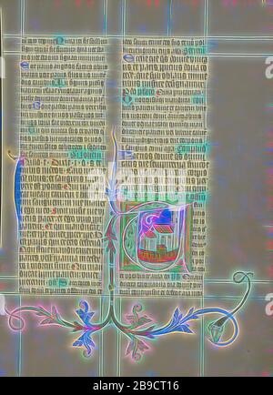 Initiale T: Une Eglise, Maître Michael (autrichien, actif vers 1420 jusqu'au milieu du XVe siècle), Vienne, Autriche, vers 1420 - 1430, couleurs de Tempera, feuille d'or, et encre sur parchemin, feuille: 41,9 x 31 cm (16 1,2 x 12 3,16 po, repensé par Gibon, design de gaie chaleureuse de luminosité et de rayonnement de rayons lumineux. L'art classique réinventé avec une touche moderne. La photographie inspirée du futurisme, qui embrasse l'énergie dynamique de la technologie moderne, du mouvement, de la vitesse et révolutionne la culture. Banque D'Images
