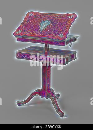 Stand de lecture et d'écriture, Abraham Roentgen (allemand, 1711 - 1793), Neuwied, Allemagne, vers 1760 - 1765, PIN, chêne, Et noyer avec rosewood, aulne, palisander, ivoire, ébène et nacre, ferrures dorées, 77,5 x 72,4 x 48,9 cm (30 1,2 x 28 1,2 x 19 1,4 po, repensé par Gibon, design de lueur gaie chaude et rayonnante de rayons lumineux. L'art classique réinventé avec une touche moderne. La photographie inspirée du futurisme, qui embrasse l'énergie dynamique de la technologie moderne, du mouvement, de la vitesse et révolutionne la culture. Banque D'Images