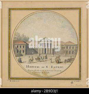 L'Esprit St Hôpital Claude-Joseph-Alexandre Bertrand (1734-1797). Hôpital du St Esprit. Projet sur les dessins de Bertrand Architecte/contrôle de la ville. Plume aquarelle. 2 ème moitie XVIIIè s. Paris, musée Carnavalet. Banque D'Images