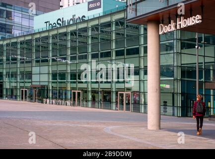 Salford Quays juste avant l'éclusage de Coronavirus Banque D'Images