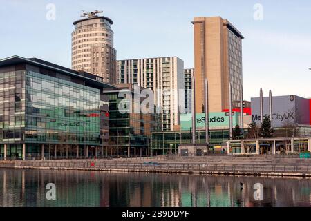 Salford Quays juste avant l'éclusage de Coronavirus Banque D'Images