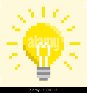 Ampoule Pixel Art concept. Illustration de Vecteur