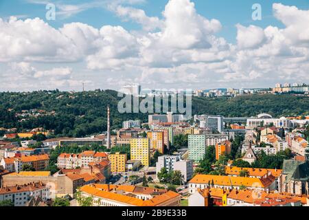 La ville de Brno panorama vue depuis le château de Spilberk à Brno, République Tchèque Banque D'Images