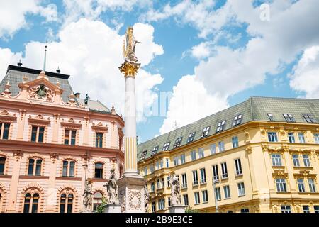 Colonne de la peste sur la place de la liberté à Brno, République Tchèque Banque D'Images