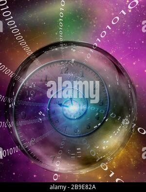Spirale de temps à l'intérieur de boule de cristal. Banque D'Images